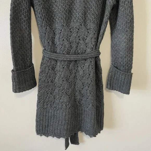 Odd Molly Long Cardigan Sweater S (1)  Gray Wool Alpaca Blend 767 Tie Waist - Picture 10 of 15